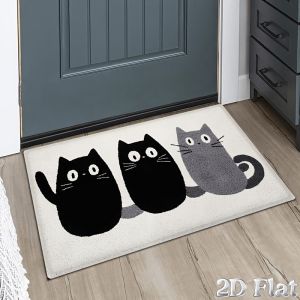 VIKAMA “Three Little Kittens” Bathroom Door Mat—Soft Non-Slip Entryway Mat and Bathroom Decorative Mat Home Decor