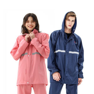 Waterproof Motorcycle Raincoat Adult Outdoor Work Rainwear Reflective Rain Suit Jacket Pants Set Bike Riding Waterproof Clothing