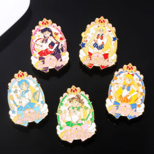 สวยกะลาสีสาวเข็มกลัดน่ารักการ์ตูน Magic Girl Pin เข็มกลัดดวงจันทร์ดาว Badge สําหรับผู้หญิงผู้ชายกระเป๋าเสื้อผ้า Accessorie เครื่องประดับ