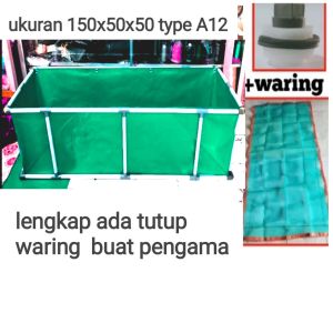terpal kolam ikan plus rangka ukuran 150x50x50 type A12 korea