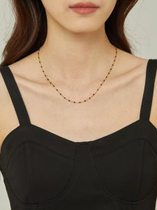 Elegant Black Enamel Spacer Beads Necklace PDO Advanced Sense Lockbone Chain INS Stacking Fashion Jewelry for Women