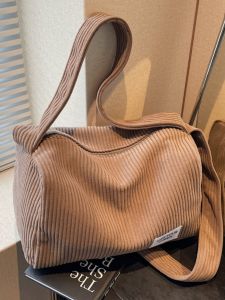 Large Capacity Corduroy Canvas Womens Bag Single Shoulder Bag Versatile Wide Strap Slant Cross Pillow Bag Designer GBP