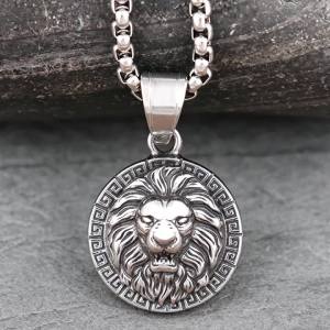 Stainless Steel Vintage Vikings Lion/Wolf Pendant Chain for Men Punk Hip Hop Biker Animal Stamp Necklace Jewelry Gifts Wholesale