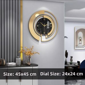 Noiseless Drill-Free Luxury Living Room Decorative Wall Clock