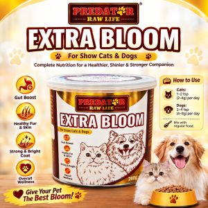 Predator Raw Life Extra Bloom For Show Cats & Dogs Complete Nutrition Gut Boost Healthy Fur & Skin Strong & Bright Coat Overall Wellness 200g