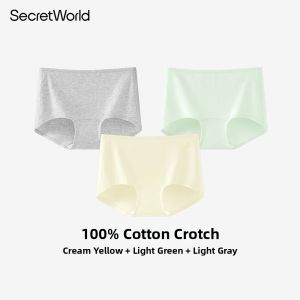Secret World | Antibacterial Mid High Waist Seamless Cotton Briefs Panties