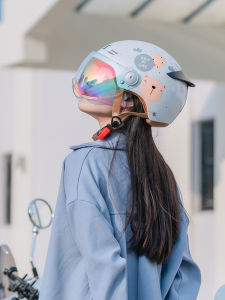 Universal Electric Motorcycle Helmet for Women Half Helmet UV Protection No Hair Pressing Four Seasons Can Be Used Sunscreen