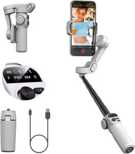 AOCHUAN Handheld Gimbal 3-Axis Stabilizer Smart X2 With 20cm Extension Rod LED Display Phone Holder For iPhone 16 15 Smartphone