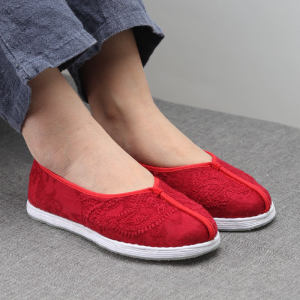 Embroidered Shoes Hanfu Womens Ancient Style Thousand Layer Bottom Cloud Climbing Shoes Old Beijing Summer Chinese Flat White Cloth Shoes