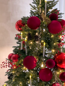 Large Christmas Tree Ornament Velvet Flocking Christmas Ball Decoration Red Bow Knot Hanging Decoration Festive Window Display