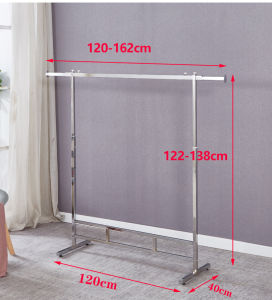 Stainless Steel Clothing Display Rack Folding Rising Stand Single Bar Hanger Creative Titanium Gold Wheel Window Props