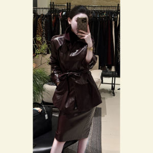 SHANGSHA | Luxurious Elegant Lady Style Cool Leather Dress Suit Female