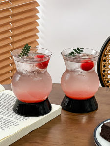 แก้วน้ำตาลสีดำ ดีไซน์เรียบง่าย แก้วน้ำส้มสายชู แก้วกาแฟลาเต้ แก้วโมจิตโอ แก้วน้ำ แก้วน้ำดื่ม แก้วน้ำดื่มแบบไม่สมมาตร