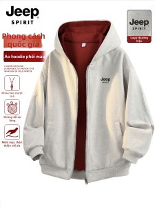 JEEP SPIRIT | Áo Hoodie Thể Thao Ngoài Trời Màu Khối Của Mỹ