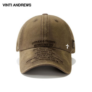 Vintage Soft Wide-Brim Letter-Embroidered Cap