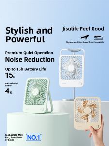 Portable Desktop Mini Fan Ultra-Light Portable Office Table Fan Foldable Handheld USB Rechargeable Small Student Dormitory Electric Fan Cute Female