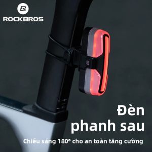 Đèn Hậu Xe Đạp Thông Minh ROCKBROS Với Cảm Biến Phanh 5 Chế Độ Chiếu Sáng Phát Hiện Rung Động Đèn Hậu Xe Đạp An Toàn Hơn Chất Liệu ABS Chống Nước IPX6