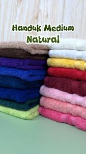 Handuk Mandi Natural by Chalmer 50 x 100 cm - Kualitas Premium, Warna Polos, Bahan Kain Terry, Ukuran Medium, Handuk Travel (EXPORT)