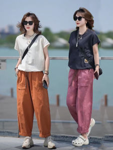 Stylish Early Autumn Sports Set Womens 2025 New Korean Style Outfit Two-Piece Set Casual Loose Fit Short Sleeve T-Shirt