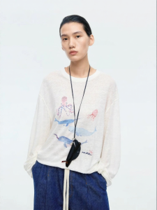 edition | Summer New Printed Linen Long-sleeve T-shirt