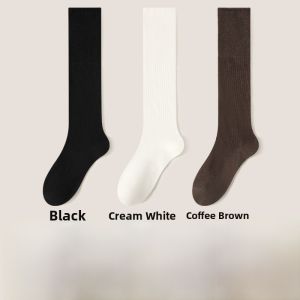 MiiOW | Womens High-Tube Socks Breathable Cotton Knitted Autumn Winter Thick Warm Socks Grey Long Socks For Small Leather Shoes