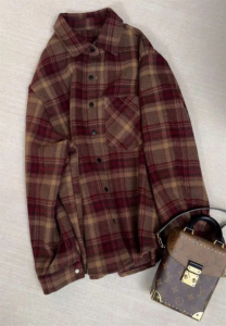 High-end Flannel Check Thickening Womens Jacket