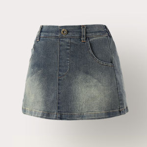 Girls High Waist A-Line Mini Skirt Retro Denim Half-length Skirts Summer Autumn Versatile Casual Bodycon Skirts for Kids