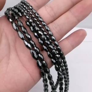 1 Dây Hạt Đá Hematite Đen Tự Nhiên 5-12mm Hình Oval Dạng Hạt Gạo Hạt Đệm Hạt Rời Dùng Làm Trang Sức Tự Làm Vòng Tay Vòng Cổ