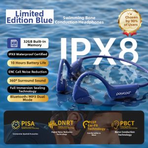 POLVCDG | Bone Conduction Bluetooth Headphones for Swimming and Sports Waterproof Wireless
