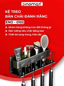 Kệ Để Bàn Chải Đánh Răng Enomax Chất Liệu Nhôm Hàng Không cao cấp trọn đời không gỉ sét chống oxi hóa Cài Đặt Không Cần Khoan bảo hành 10 năm tặng kèm keo dán