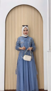 COD MUTHIA DRESS KONDANGAN TERBARU 2025 BAHAN JERSEY MIX BRUKAT TILLE DRESS MEWAH SIMPEL MURAH KEKINIAN SIZE M L XL DRESS BRUKAT PESTA MEWAH