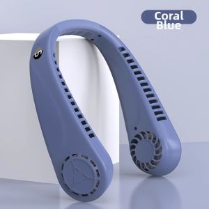Portable Neck Fan USB Rechargeable Cooling Tool Leaf-Free Miniature Personal Air Conditioner Extended Battery Life New 2024 Model