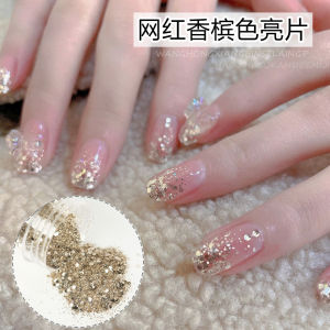 Champagne Color Nail Art Jewelry with Sparkling Sequins Gradient Design Ultra-Fine Powder Nail Decorations for All Skin Types