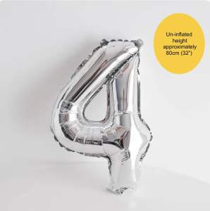 Birthday Balloon Number (32" inflated) silver foil [BBNs]