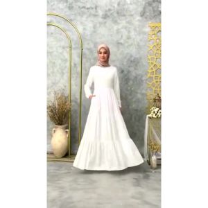 COD - GAMIS BUSUI RAYON TEBAL ADEM HOMEDRESS PUTIH WHITE TWILL DRESS TERBARU TERLARIS