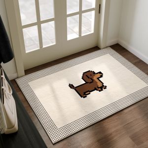 VIKAMA Cute Pixel Dachshund Entry Mat Non Slip Absorbent Washable Doormat For Indoor Outdoor Entrance Home Decoration