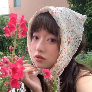 Khăn Choàng Lụa Họa Tiết Hoa Phong Cách Xuân Hè Mới Cho Nữ Khăn Choàng Lụa Voan Họa Tiết Hoa Đồng Quê Trang Trí Cổ