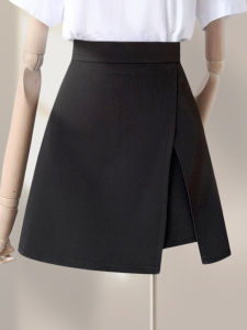High Waist A-Line Mini Skirt for Women Summer 2025 New Style Slimming Pants Suit Short Skirt Korean Version Black Half-length