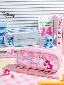 Disney Girls Sandflow Pencil Case Large Capacity Stationery Box Primary School High Aesthetic Value Pencil Storage Bag Multi-layer Cute Lightweight Female Stationery Bag