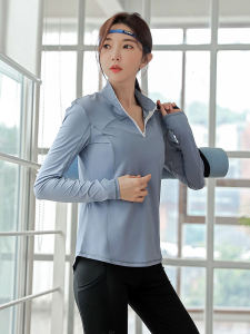 plus Size Yoga T-Shirt Womens Long Sleeve Loose Fit Running Morning Exercise Quick Dry Breathable Nylon Fabric Pilates Top