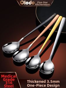 Olodo | 316 Stainless Steel Long Handle Thickened Dinner Spoon Gold