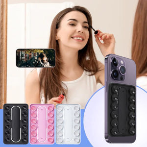 จุกดูดโทรศัพท์มือถือซิลิโคน2/4ชิ้น2 In 1กระเป๋าเก็บบัตรผนังกระจกกันลื่นด้านหลังโทรศัพท์เพิ่มขาตั้งแบบดูดพลังงาน