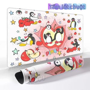 Potdemiel | Hoạt Hình Chim Cánh Cụt Pingu Họa Tiết Miếng Lót Chuột Cao Su Chống Trơn Trượt Bàn Phím Máy Tính Thảm Game Thủ Cân Bằng Trang Trí Deskmat Laptop Thảm