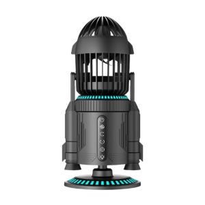 Desk Fan Powerful Wind Personal Desktop Fan 5000Rpm Rocket Shape Quiet Rotating With Light Air Circulator For School Living Room