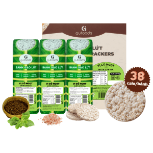 Bánh gạo lứt GUfoods vị Cỏ ngọt - Bao bì bánh tét xanh truyền thống - Không chiên dầu Không đường Lành mạnh Phù hợp Eat clean Ăn vặt healthy Thực dưỡng Tập gym Thuần chay