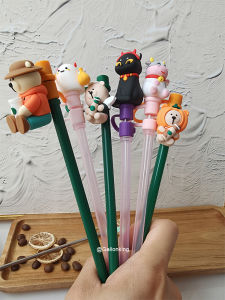 Suitable for Starbucks Young Adult Heart Universal Straw Plug Straw Cap Silicone Dustproof Leak-Proof with Straw Get Straw Brush Free