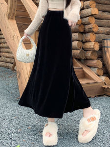 Fashion Elegant Mermaid High Waist A-Line Velvet Skirt