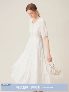 Elegant Romantic French Style Silk Dress Women Summer Petal Collar Beach Vacation Date Dress A-Line Midi Skirt High Waist