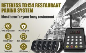 Retekess TD154 Restaurant Pager System Kitchen Paging Waiter SystemA Chef Paging Waiters Transmitter5 Watch Receiver for RestaurantKitchenClinicBar