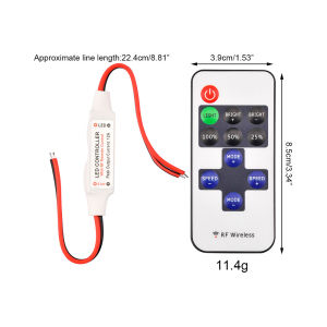 occkic | Mini RF Dimmer Controller Wireless Remote Control LED Strip Lights DC5V-DC24V Durable Wide Application Dimmer Switch